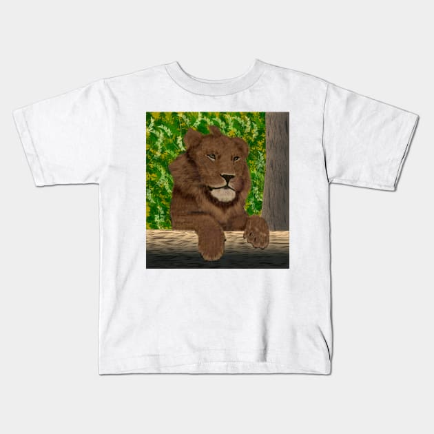 Lion Kids T-Shirt by MGphotoart